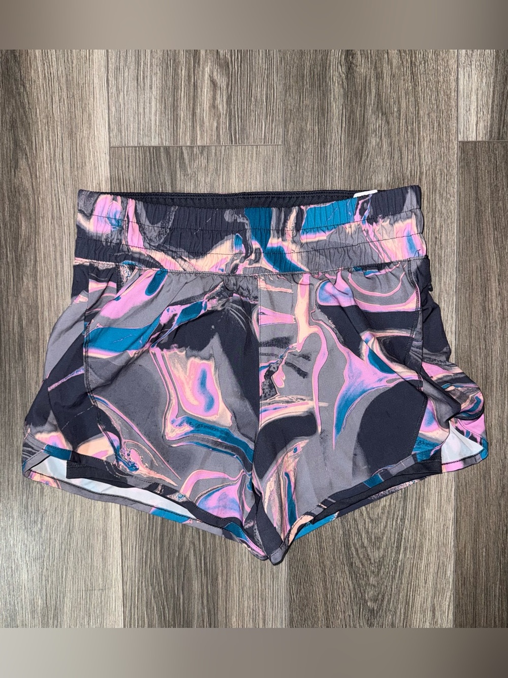 Avia Grey Multicolor Marbled Printed Running Shorts Double Layer Size Medium